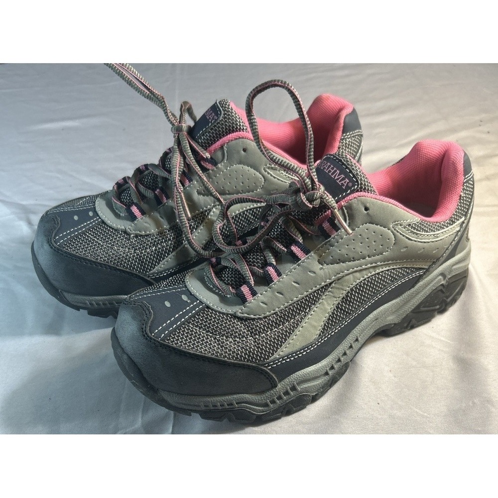Brahma‎ Women's Size 8 Gray Pink Sarah ST Steel Toe Leather Lace Up Work Shoes